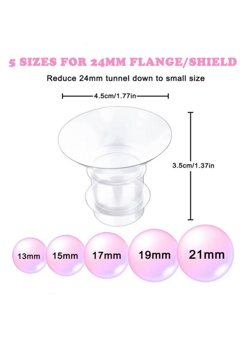 5 قطع من حشوات السليكون المخفضة لصمامات مضخات موم كوزي وميديلا، مقاسات 13/15/17/19/21 ملم، متوافقة مع دروع 24 ملم، وتناسب مضخات الثدي القابلة للارتداء ويلو S9/S10/S12 - Image 2